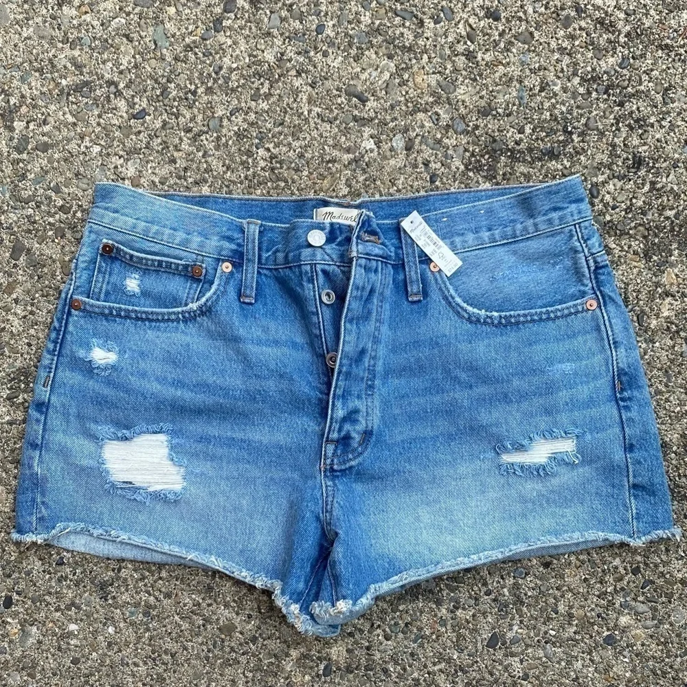 Madewell Relaxed Denim Shorts in Homecrest Wash: Ripped Edition Size 30